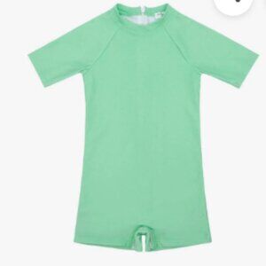 Minnow Palm Green Short Sleeve Kids One-Piece Swimsuit 5/6T NWT